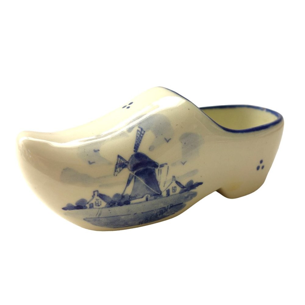 Vintage Miniature Zenith Delft Ceramic Holland Clog Shoe